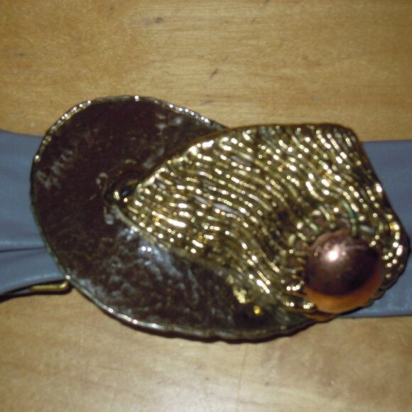 Vintage Belt Buckle Brutalist Abstract Copper Brass Metal MCM Mid-Century Hippie - Picture 1 of 4